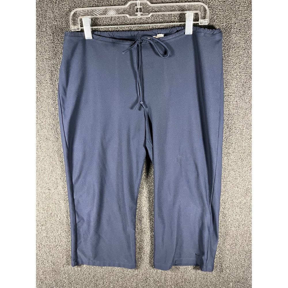 Nike Dri-FIT Womens Navy Blue Cropped Athletic Pants Drawstring Capris Large